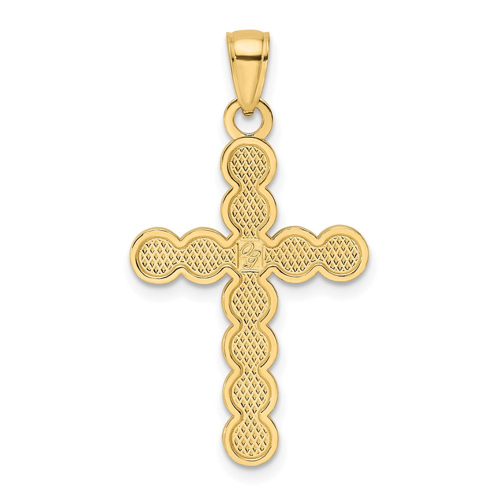 14K Polished Beaded Circles Cross Pendant