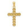 14K Polished Beaded Circles Cross Pendant