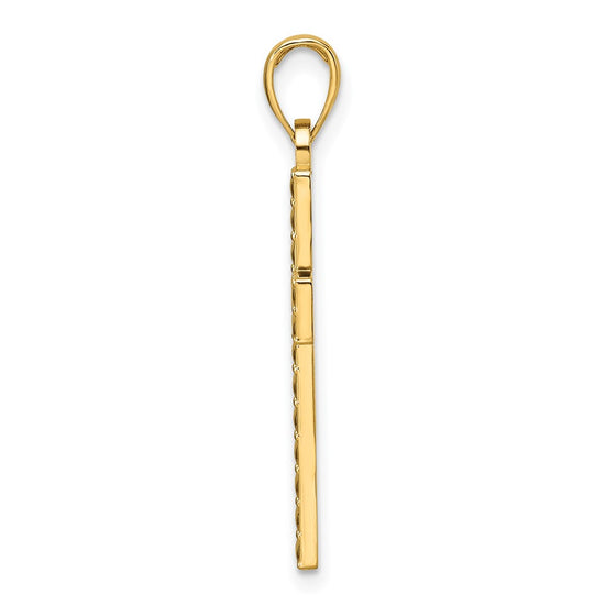 14K Polished and Textured Cross Pendant
