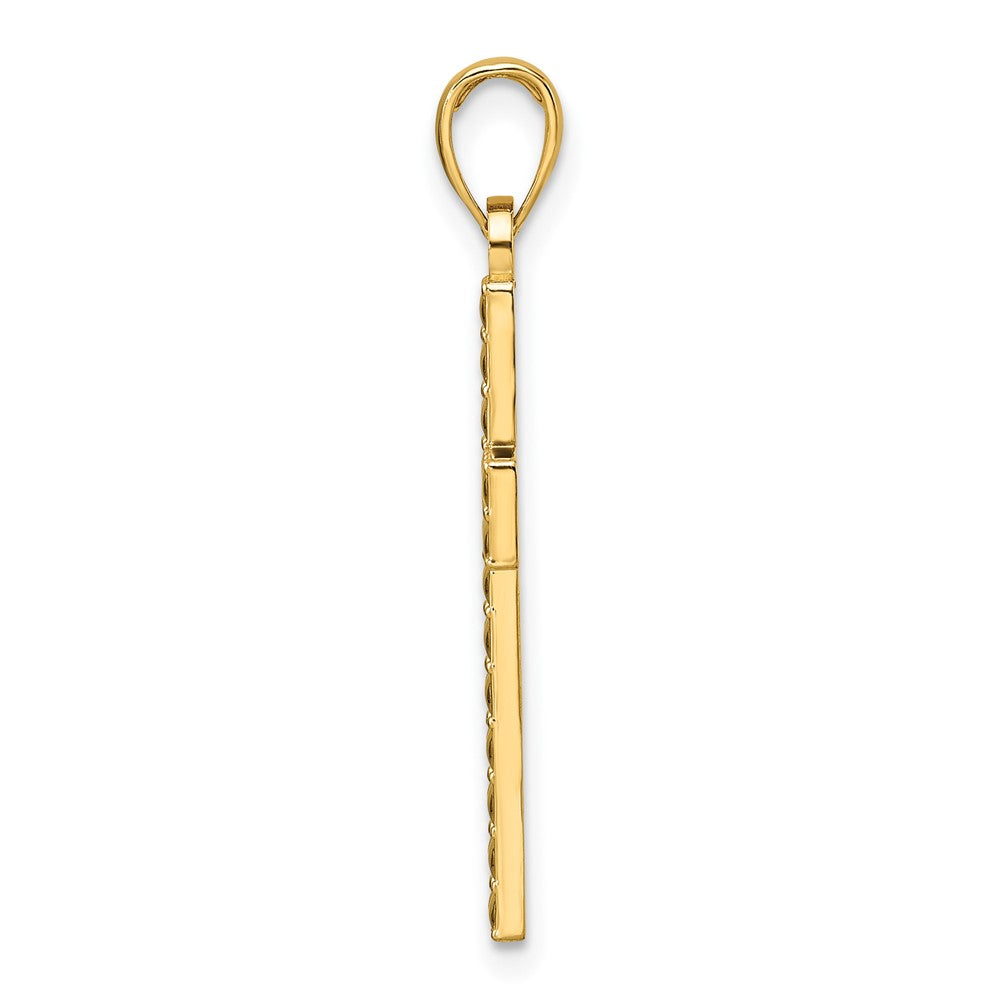 14K Polished and Textured Cross Pendant
