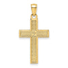 14K Polished and Textured Cross Pendant