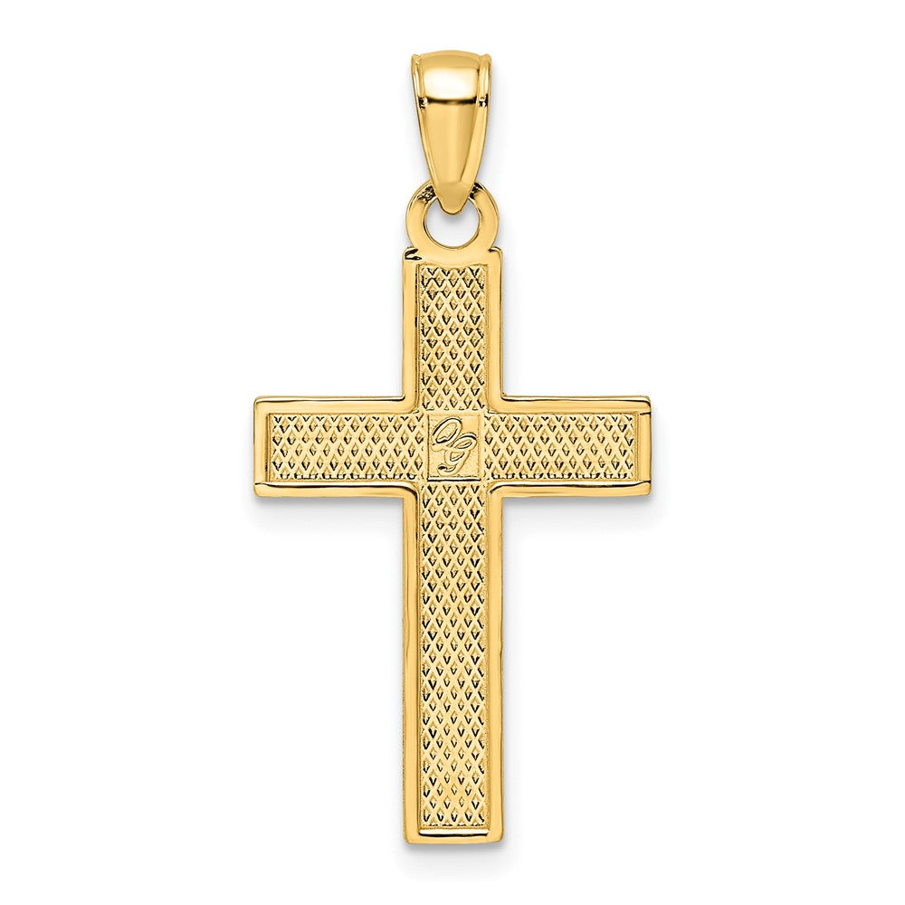 14K Polished and Textured Cross Pendant