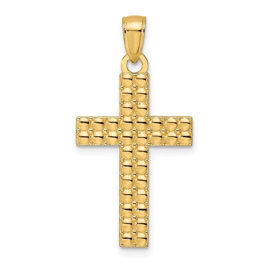 14K Polished and Textured Cross Pendant