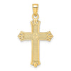 14K Polished and Textured Pointed Ends Fancy Cross Pendant