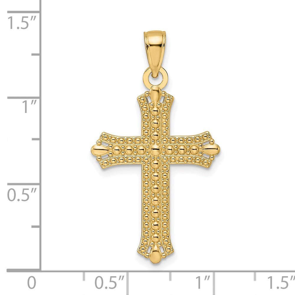 14K Polished and Textured Pointed Ends Fancy Cross Pendant