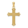 14K Polished and Textured Pointed Ends Fancy Cross Pendant