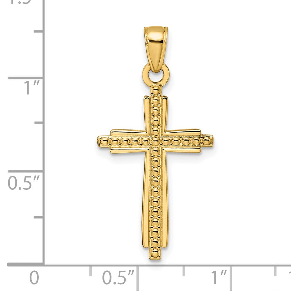 Gold Beaded Latin Cross Pendant