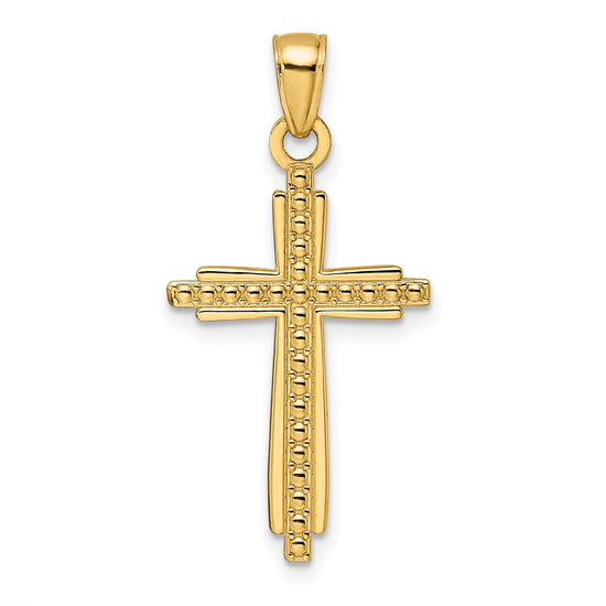 Gold Beaded Latin Cross Pendant