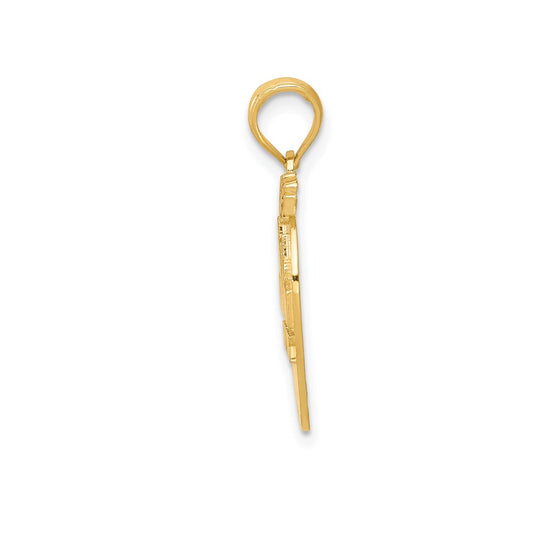 14k Solid NEW YORK Skyline on Small Apple Pendant
