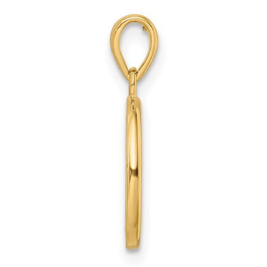 14k Polished Tree of Life Circle Pendant