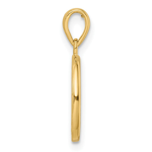 14k Polished Tree of Life Circle Pendant