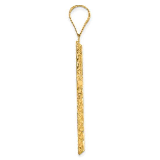 14K Polished and Textured Fancy Cross Pendant