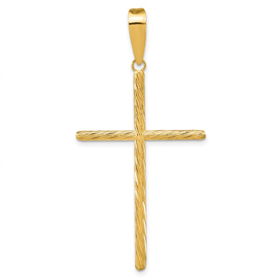 14K Polished and Textured Fancy Cross Pendant