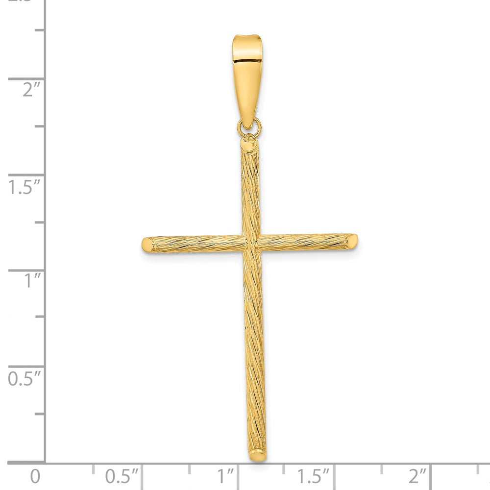 14K Polished and Textured Fancy Cross Pendant