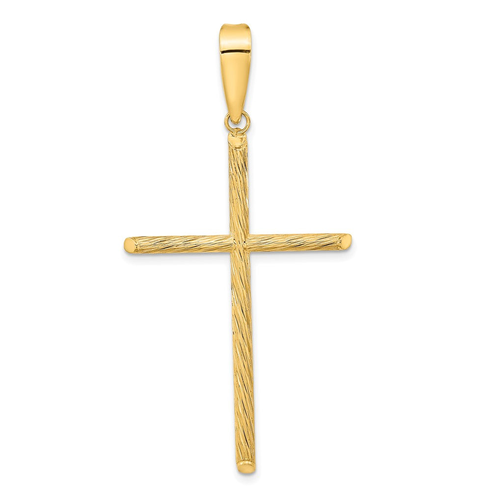 14K Polished and Textured Fancy Cross Pendant