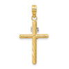 14K and White Rhodium Polished and Textured INRI Crucifix Cross Pendant