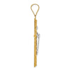 14K and White Rhodium Polished and Textured INRI Crucifix Cross Pendant