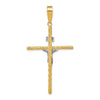 14K and White Rhodium Polished and Textured INRI Crucifix Cross Pendant