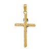 14K and White Rhodium Polished and Textured INRI Crucifix Cross Pendant