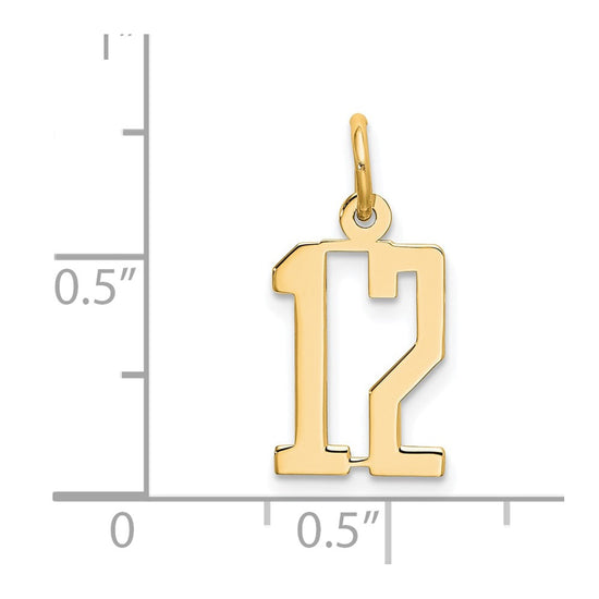 14k Small Elongated Number 12 Charm