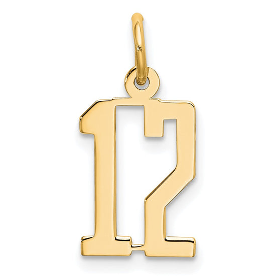 14k Small Elongated Number 12 Charm