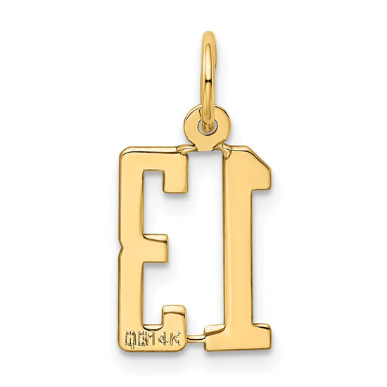 14k Small Elongated Number 13 Charm