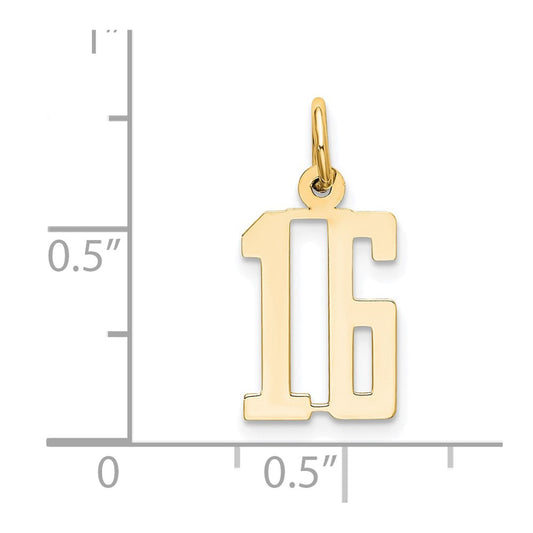 14k Small Elongated Number 16 Charm