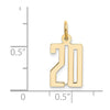 14k Small Elongated Number 20 Charm