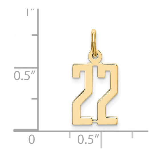 14k Small Elongated Number 22 Charm