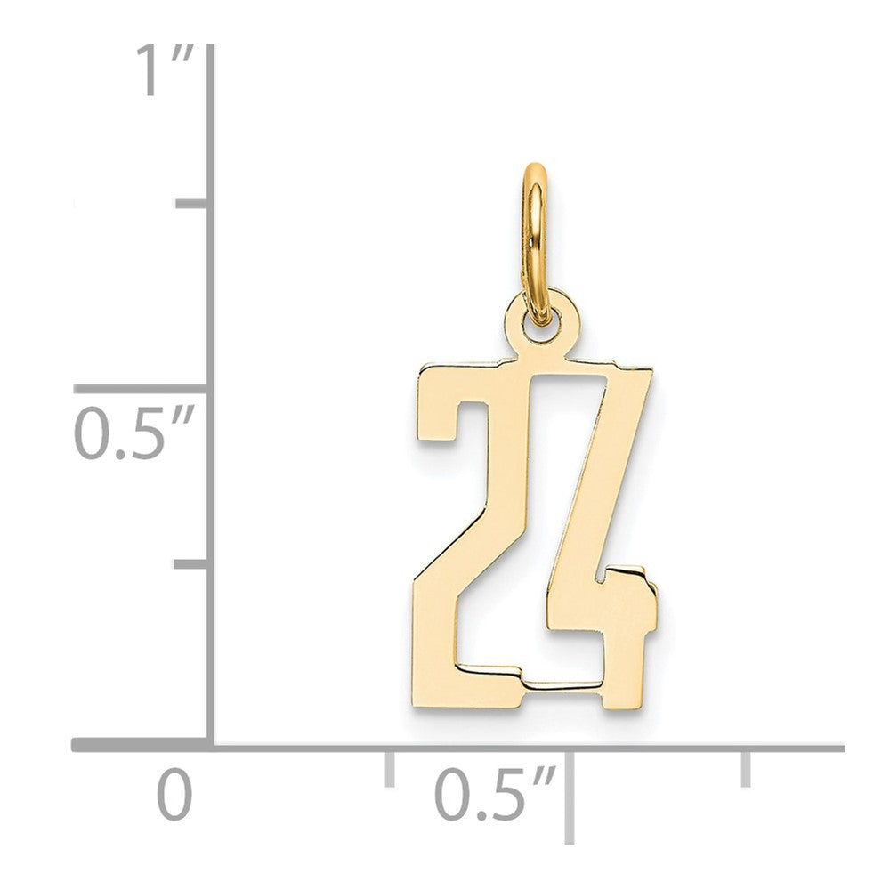 14k Small Elongated Number 24 Charm