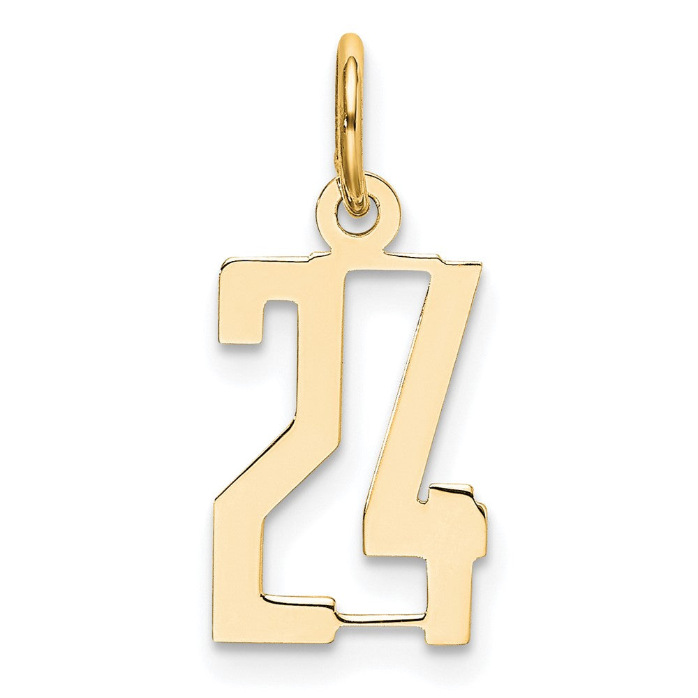 14k Small Elongated Number 24 Charm