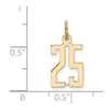 14k Small Elongated Number 25 Charm
