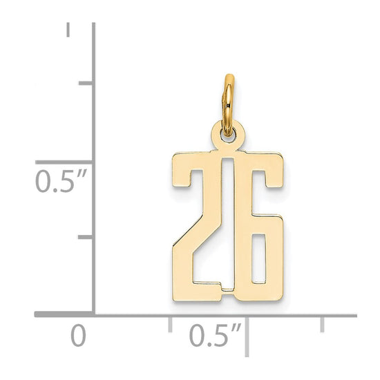 14k Small Elongated Number 26 Charm