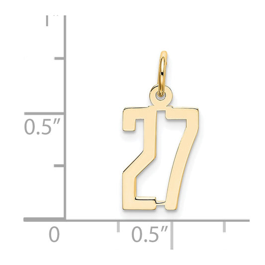 14k Small Elongated Number 27 Charm