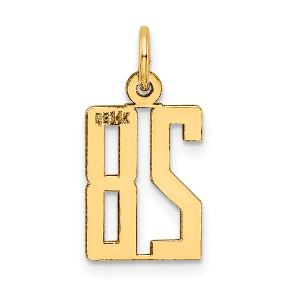 14k Small Elongated Number 28 Charm
