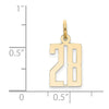14k Small Elongated Number 28 Charm