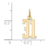 14k Small Elongated Number 31 Charm