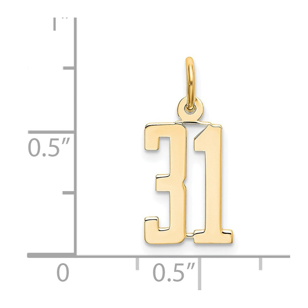14k Small Elongated Number 31 Charm