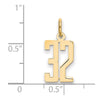 14k Small Elongated Number 32 Charm