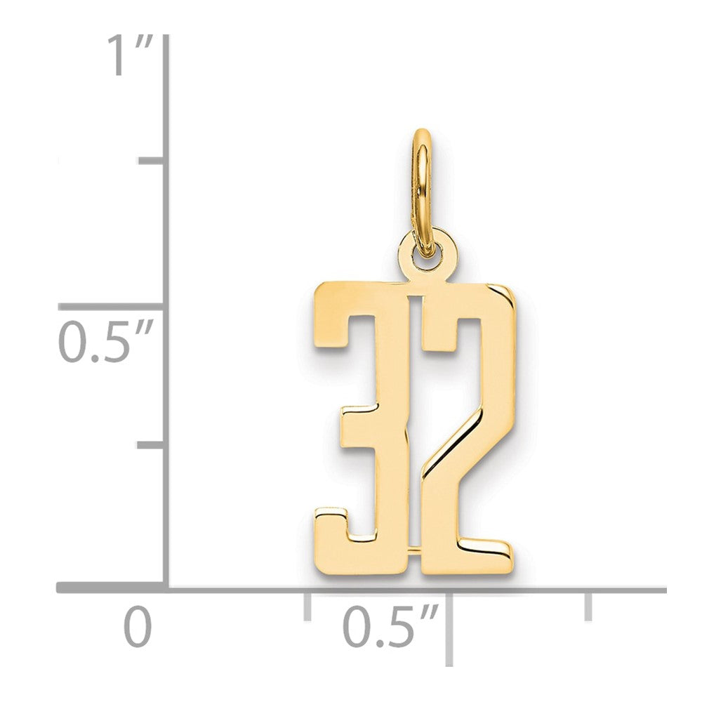 14k Small Elongated Number 32 Charm