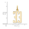 14k Small Elongated Number 33 Charm
