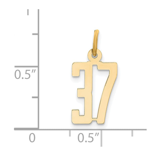 14k Small Elongated Number 37 Charm