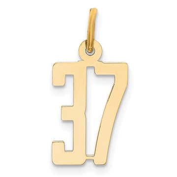 14k Small Elongated Number 37 Charm