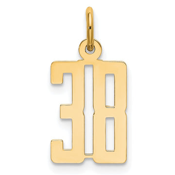 14k Small Elongated Number 38 Charm