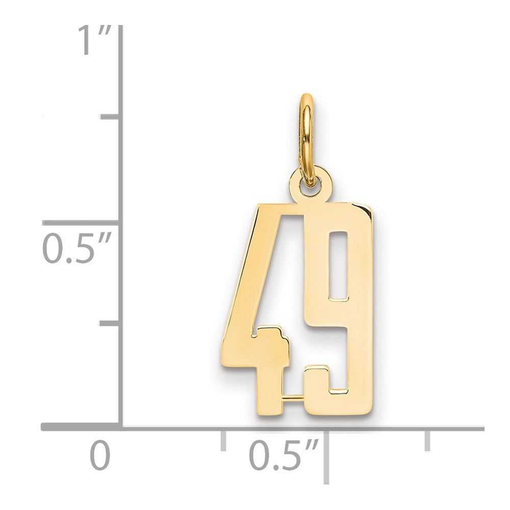 14k Small Elongated Number 49 Charm