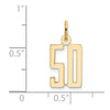 14k Small Elongated Number 50 Charm