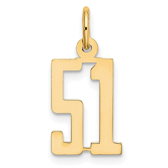 14k Small Elongated Number 51 Charm