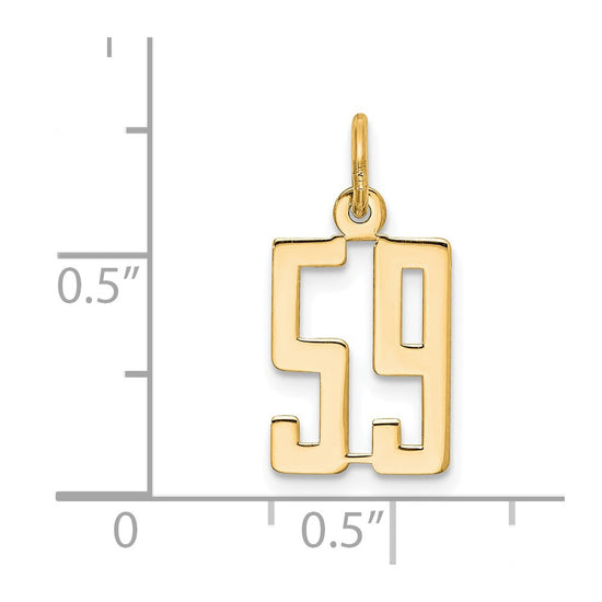 14k Small Elongated Number 59 Charm