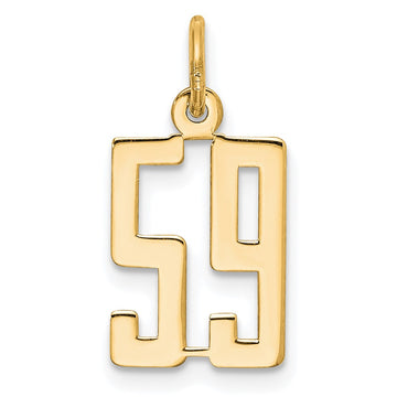 14k Small Elongated Number 59 Charm
