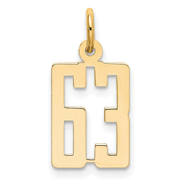 14k Small Elongated Number 63 Charm